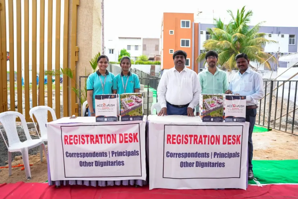The registration desk at a campus event