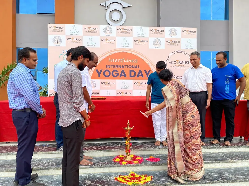 Lighting the lamp to open International Yoga Day